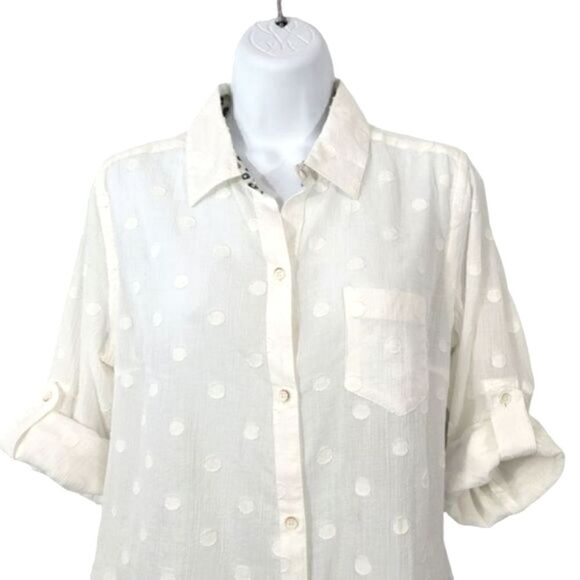NEW Anthro Trovata Birds of Paradise Embroidered Dot Button Down Shirt Size S - Picture 6 of 13
